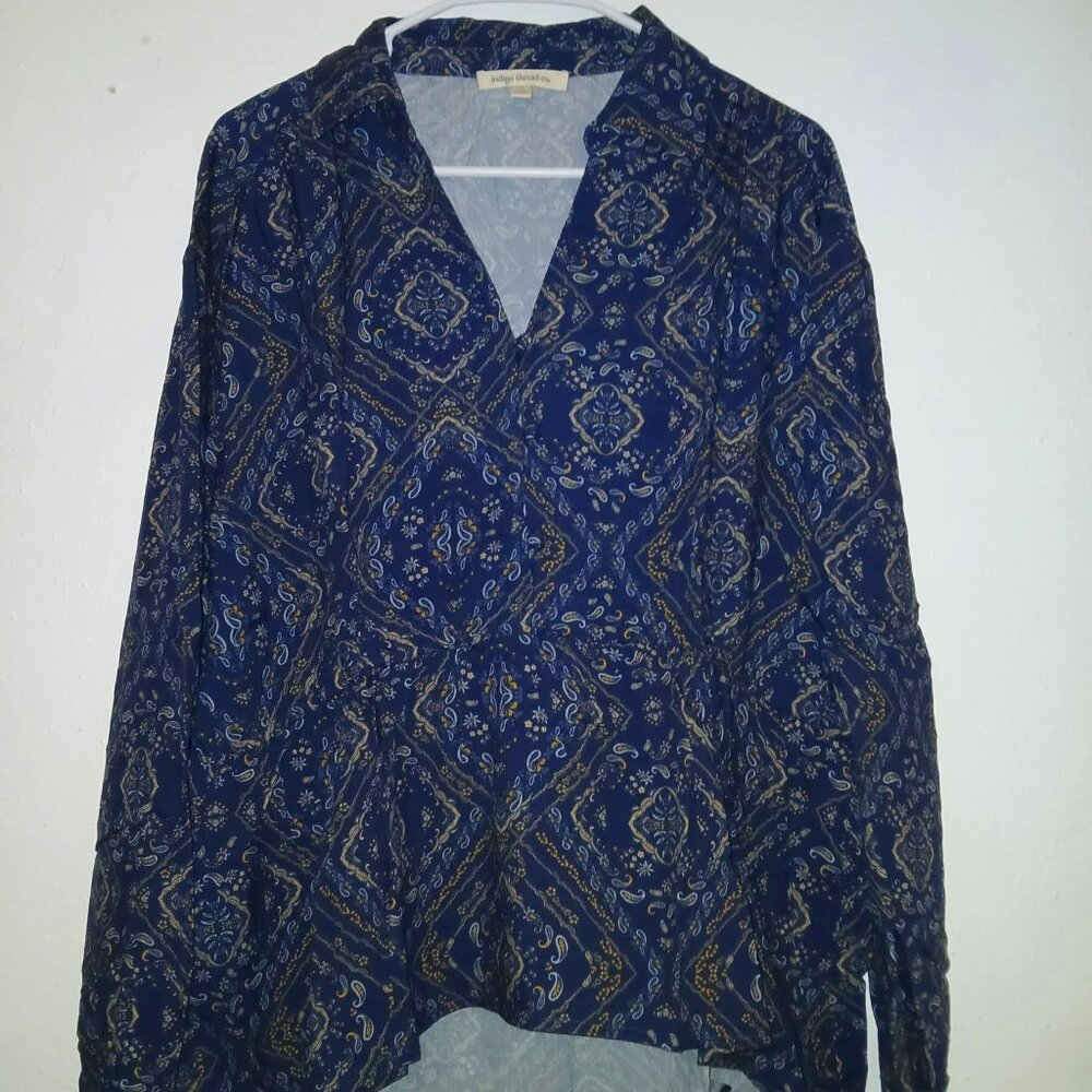 Indigo Thread Co. Blue & Gold Tunic – Size XL – Brand New